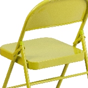 HERCULES COLORBURST Series Twisted Citron Triple Braced & Double Hinged Metal Folding Chair, HF3-CITRON-GG