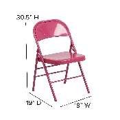 HERCULES COLORBURST Series Shockingly Fuchsia Triple Braced & Double Hinged Metal Folding Chair, HF3-FUCHSIA-GG