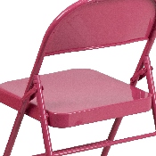 HERCULES COLORBURST Series Shockingly Fuchsia Triple Braced & Double Hinged Metal Folding Chair, HF3-FUCHSIA-GG