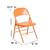 HERCULES COLORBURST Series Orange Marmalade Triple Braced & Double Hinged Metal Folding Chair, HF3-ORANGE-GG