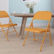 HERCULES COLORBURST Series Orange Marmalade Triple Braced & Double Hinged Metal Folding Chair, HF3-ORANGE-GG