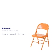 HERCULES COLORBURST Series Orange Marmalade Triple Braced & Double Hinged Metal Folding Chair, HF3-ORANGE-GG
