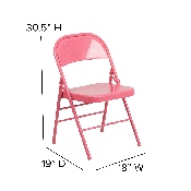 HERCULES COLORBURST Series Bubblegum Pink Triple Braced & Double Hinged Metal Folding Chair, HF3-PINK-GG