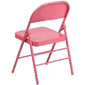 HERCULES COLORBURST Series Bubblegum Pink Triple Braced & Double Hinged Metal Folding Chair, HF3-PINK-GG