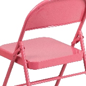 HERCULES COLORBURST Series Bubblegum Pink Triple Braced & Double Hinged Metal Folding Chair, HF3-PINK-GG