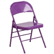HERCULES COLORBURST Series Impulsive Purple Triple Braced & Double Hinged Metal Folding Chair, HF3-PUR-GG