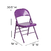 HERCULES COLORBURST Series Impulsive Purple Triple Braced & Double Hinged Metal Folding Chair, HF3-PUR-GG