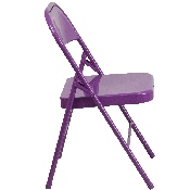 HERCULES COLORBURST Series Impulsive Purple Triple Braced & Double Hinged Metal Folding Chair, HF3-PUR-GG