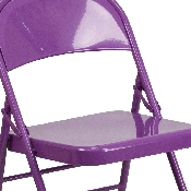 HERCULES COLORBURST Series Impulsive Purple Triple Braced & Double Hinged Metal Folding Chair, HF3-PUR-GG