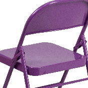 HERCULES COLORBURST Series Impulsive Purple Triple Braced & Double Hinged Metal Folding Chair, HF3-PUR-GG