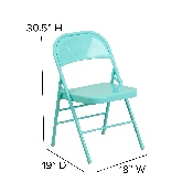 HERCULES COLORBURST Series Tantalizing Teal Triple Braced & Double Hinged Metal Folding Chair, HF3-TEAL-GG