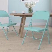HERCULES COLORBURST Series Tantalizing Teal Triple Braced & Double Hinged Metal Folding Chair, HF3-TEAL-GG