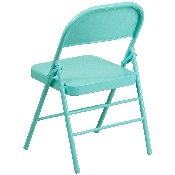 HERCULES COLORBURST Series Tantalizing Teal Triple Braced & Double Hinged Metal Folding Chair, HF3-TEAL-GG