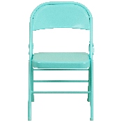 HERCULES COLORBURST Series Tantalizing Teal Triple Braced & Double Hinged Metal Folding Chair, HF3-TEAL-GG