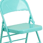 HERCULES COLORBURST Series Tantalizing Teal Triple Braced & Double Hinged Metal Folding Chair, HF3-TEAL-GG