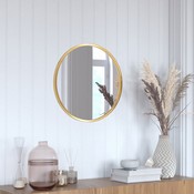 Julianne 20" Round Gold Metal Framed Wall Mirror - Large Accent Mirror for Bathroom, Vanity, Entryway, Dining Room, & Living Room, HFKHD-0GD-CRE8-291315-GG