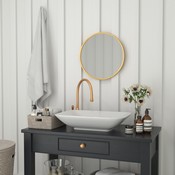 Julianne 20" Round Gold Metal Framed Wall Mirror - Large Accent Mirror for Bathroom, Vanity, Entryway, Dining Room, & Living Room, HFKHD-0GD-CRE8-291315-GG