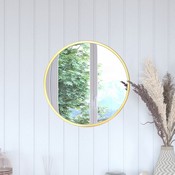 Julianne 20" Round Gold Metal Framed Wall Mirror - Large Accent Mirror for Bathroom, Vanity, Entryway, Dining Room, & Living Room, HFKHD-0GD-CRE8-291315-GG