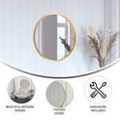 Julianne 20" Round Gold Metal Framed Wall Mirror - Large Accent Mirror for Bathroom, Vanity, Entryway, Dining Room, & Living Room, HFKHD-0GD-CRE8-291315-GG