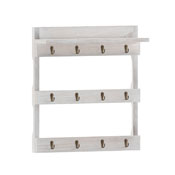 Campbell Wooden Wall Mount 12 Cup Mug Rack Organizer with Upper Storage Shelf and Metal Hanging Hooks with No Assembly Required,  Whitewashed, HFKHD-GDI-CRE8-032315-GG