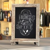 Canterbury 9.5" x 14" Weathered Tabletop Magnetic Chalkboard Sign with Metal Scrolled Legs, Hanging Wall Chalkboard, Countertop Memo Board, HFKHD-GDI-CRE8-322315-GG