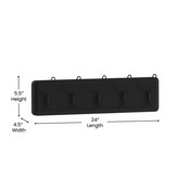 Daly Wall Mounted 24 Inch Black Solid Pine Wood Storage Rack with 5 Hooks For Entryway, Kitchen, Bathroom, HFKHD-GDI-CRE8-432315-GG