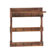 Campbell Wooden Wall Mount 12 Cup Mug Rack Organizer with Upper Storage Shelf and Metal Hanging Hooks with No Assembly Required,  Rustic Brown, HFKHD-GDI-CRE8-922315-GG