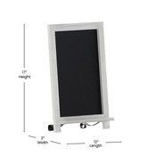 Canterbury 12" x 17" Whitewashed Tabletop Magnetic Chalkboard Sign with Metal Scrolled Legs, Hanging Wall Chalkboard, Countertop Memo Board, HFKHD-GDIS-CRE8-522315-GG