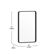 Janinne 20" x 30" Decorative Wall Mirror - Rounded Corners, Bathroom & Living Room Glass Mirror Hangs Horizontal Or Vertical, Matte Black, HFMHD-GDI-CRE8-212315-GG