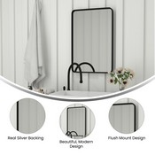 Janinne 20" x 30" Decorative Wall Mirror - Rounded Corners, Bathroom & Living Room Glass Mirror Hangs Horizontal Or Vertical, Matte Black, HFMHD-GDI-CRE8-212315-GG