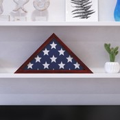 Sheehan Mahogany Memorial Flag Display Case - Solid Wood Military Flag Display Case for 9.5 x 5 American Veteran Flag, HFMHD-GDIS-CRE8-254315-GG