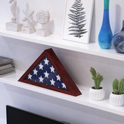 Sheehan Mahogany Memorial Flag Display Case - Solid Wood Military Flag Display Case for 9.5 x 5 American Veteran Flag, HFMHD-GDIS-CRE8-254315-GG