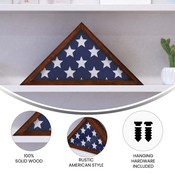 Sheehan Mahogany Memorial Flag Display Case - Solid Wood Military Flag Display Case for 9.5 x 5 American Veteran Flag, HFMHD-GDIS-CRE8-254315-GG