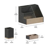 Comerford 3 Piece Galvanized Finish Metal and Rustic Wood Organizer Set For Desktop, Countertop, or Vanity, HFMHD-GDIS-CRE8-302315-GG