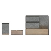 Comerford 3 Piece Galvanized Finish Metal and Rustic Wood Organizer Set For Desktop, Countertop, or Vanity, HFMHD-GDIS-CRE8-302315-GG
