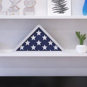 Sheehan White Memorial Flag Display Case - Solid Wood Military Flag Display Case for 9.5 x 5 American Veteran Flag, HFMHD-GDIS-CRE8-354315-GG