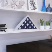 Sheehan White Memorial Flag Display Case - Solid Wood Military Flag Display Case for 9.5 x 5 American Veteran Flag, HFMHD-GDIS-CRE8-354315-GG