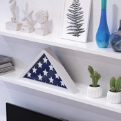 Sheehan White Memorial Flag Display Case - Solid Wood Military Flag Display Case for 9.5 x 5 American Veteran Flag, HFMHD-GDIS-CRE8-354315-GG