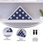 Sheehan White Memorial Flag Display Case - Solid Wood Military Flag Display Case for 9.5 x 5 American Veteran Flag, HFMHD-GDIS-CRE8-354315-GG