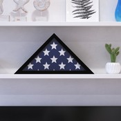 Sheehan Black Memorial Flag Display Case - Solid Wood Military Flag Display Case for 9.5 x 5 American Veteran Flag, HFMHD-GDIS-CRE8-372315-GG