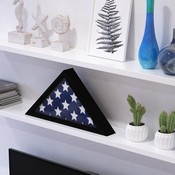 Sheehan Black Memorial Flag Display Case - Solid Wood Military Flag Display Case for 9.5 x 5 American Veteran Flag, HFMHD-GDIS-CRE8-372315-GG