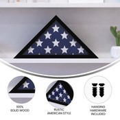Sheehan Black Memorial Flag Display Case - Solid Wood Military Flag Display Case for 9.5 x 5 American Veteran Flag, HFMHD-GDIS-CRE8-372315-GG