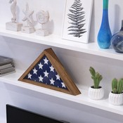 Sheehan Weathered Wood Memorial Flag Display Case - Solid Wood Military Flag Display Case for 9.5 x 5 American Veteran Flag, HFMHD-GDIS-CRE8-702315-GG