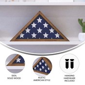 Sheehan Weathered Wood Memorial Flag Display Case - Solid Wood Military Flag Display Case for 9.5 x 5 American Veteran Flag, HFMHD-GDIS-CRE8-702315-GG
