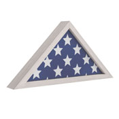 Sheehan Whitewashed Memorial Flag Display Case - Solid Wood Military Flag Display Case for 9.5 x 5 American Veteran Flag, HFMHD-GDIS-CRE8-802315-GG