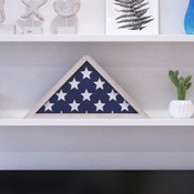 Sheehan Whitewashed Memorial Flag Display Case - Solid Wood Military Flag Display Case for 9.5 x 5 American Veteran Flag, HFMHD-GDIS-CRE8-802315-GG