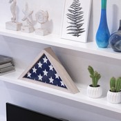 Sheehan Whitewashed Memorial Flag Display Case - Solid Wood Military Flag Display Case for 9.5 x 5 American Veteran Flag, HFMHD-GDIS-CRE8-802315-GG