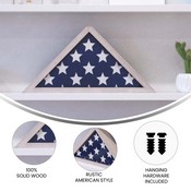 Sheehan Whitewashed Memorial Flag Display Case - Solid Wood Military Flag Display Case for 9.5 x 5 American Veteran Flag, HFMHD-GDIS-CRE8-802315-GG