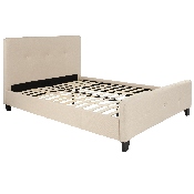Tribeca Full Size Tufted Upholstered Platform Bed in Beige Fabric, HG-18-GG