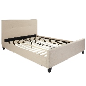 Tribeca Queen Size Tufted Upholstered Platform Bed in Beige Fabric, HG-19-GG